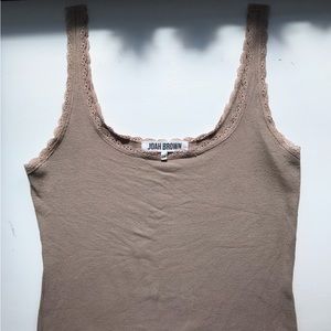 Joah Brown Lace Tank Top in Taupe